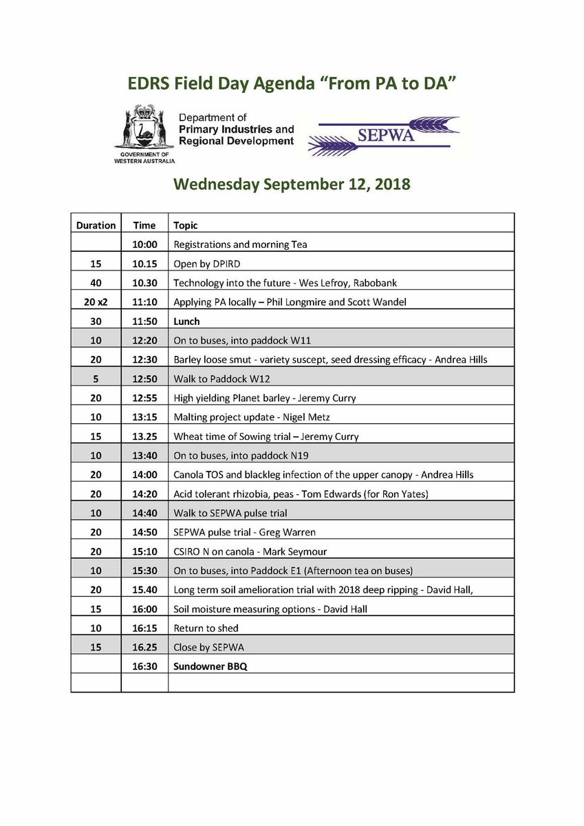 Don’t forget about the EDRS field day next week. Jam packed day. Will be great.