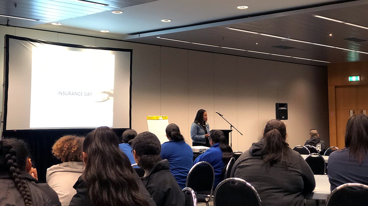 _ICNZ's tweet image. It's #InsuranceDay2018 and we're at the Trusts Arena in West Auckland with @youngentnz, @banqer_app, insurers and young people from local schools to help promote and encourage financial capability through risk management education #MoneyWeek2018