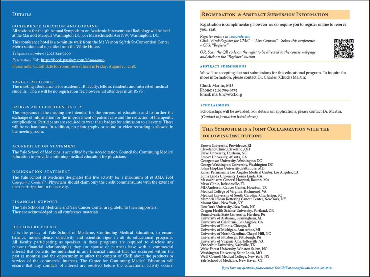 #IRadRes &amp; #MedStudents The 5th Annual Academic Interventional Radiology (AIR) Symposium is taking place THIS September 7th-9th at the Marriott Marquis, Washington D.C.! It's for faculty, residents, and interested med students. Check out more here: bit.ly/2vWqloy