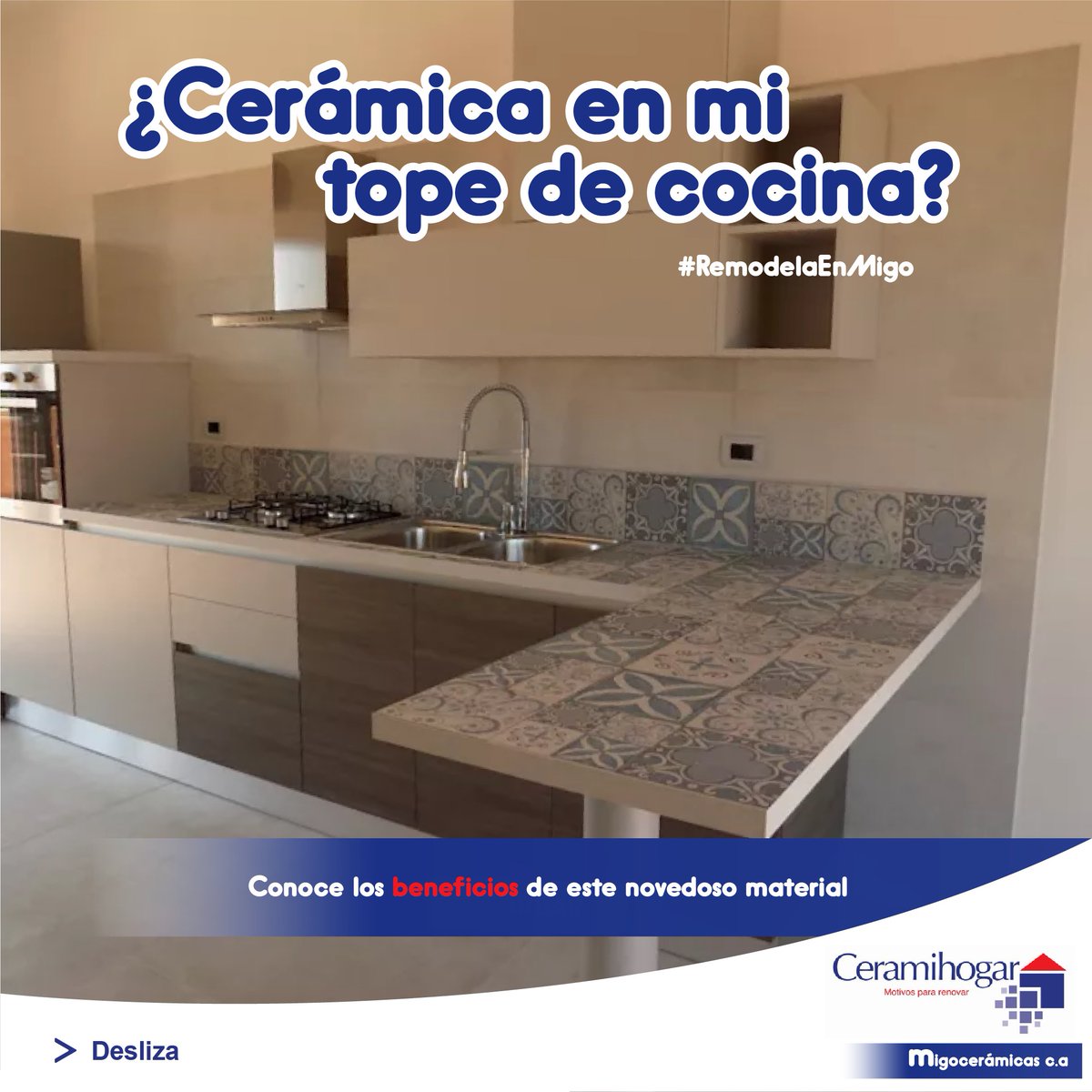 #RemodelaEnMigo:  Los topes son unos de los elementos más importantes de toda la cocina, de ella depende la terminación y el aspecto de todo el espacio. Entre los aspectos a destacar está su funcionalidad y practicidad al momento de preparar alimentos, de ahí su relevancia.