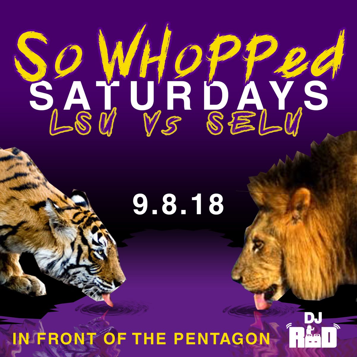 Bawse_Brown's tweet photo. #SoWhoppedSaturdays is back! @IAmDjRBD on the beats @CoachFeist on the mic & yours truly on the Grill. Its up ๐ถ #MakeLSUgreatAgain make yal rounds, show your face at your friends get together then come HangOwt at the real party...๐๐Hammercy @J_don17 https://t.co/hWxqWCT5rq