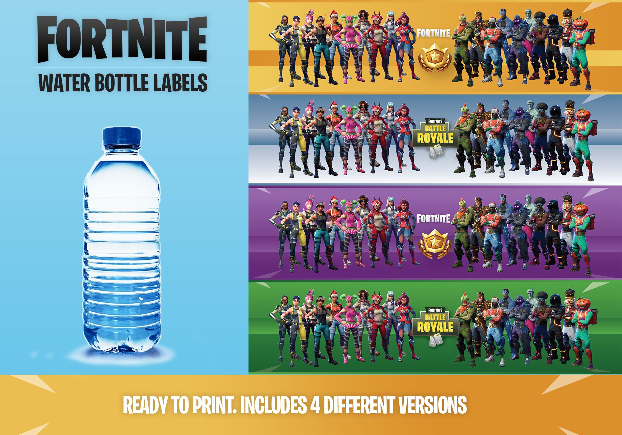 Fortnite Water Bottle Labels Template