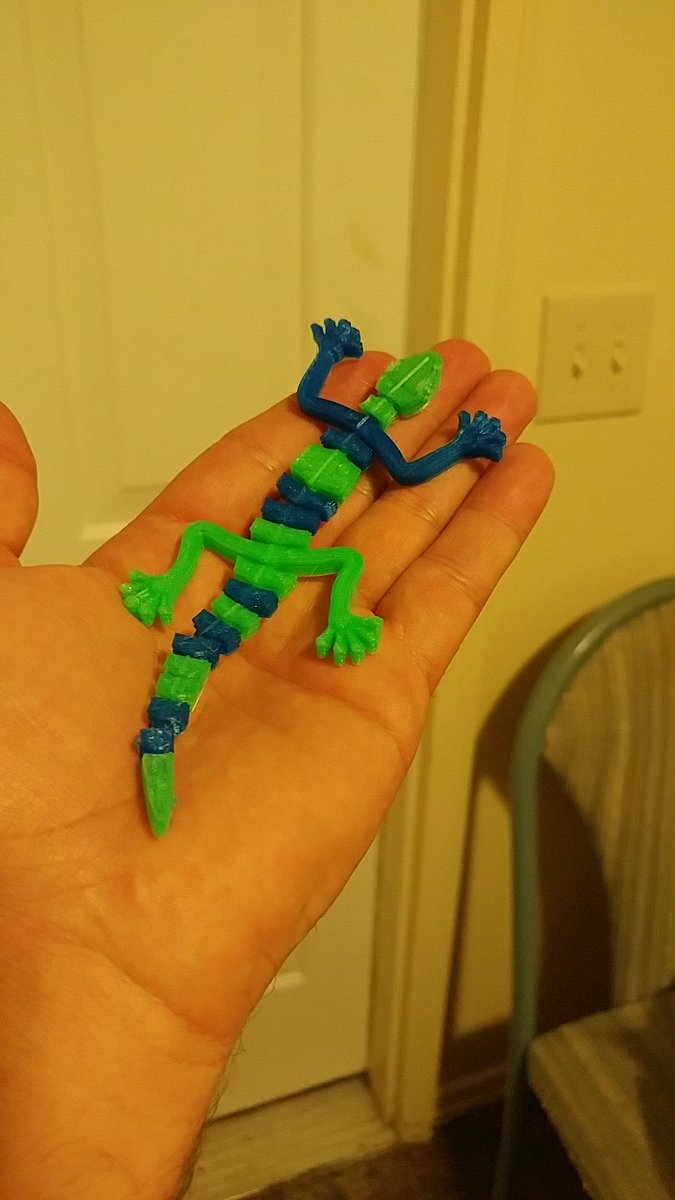 3DChameleon's tweet photo. Ain't he cute!  Dual color print on the Flashforge Inventor IIs with the #3DChameleon. https://t.co/ksSbOrqh2I