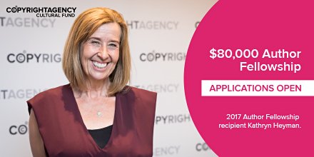We are offering two $80,000 fellowships for Australian authors! Whether you write fiction or non-fiction, these #CulturalFund fellowships provide support for you to dedicate time to your next great work. Find out more and apply before 24 September 2018 at: copyright.com.au/culturalfund/f…