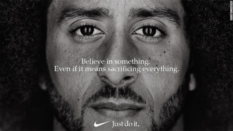 CNN's tweet image. Nike is running straight into the political fray as the company turns to Colin Kaepernick for the 30th anniversary of its "Just Do It" ad campaign cnn.it/2CcOSfs