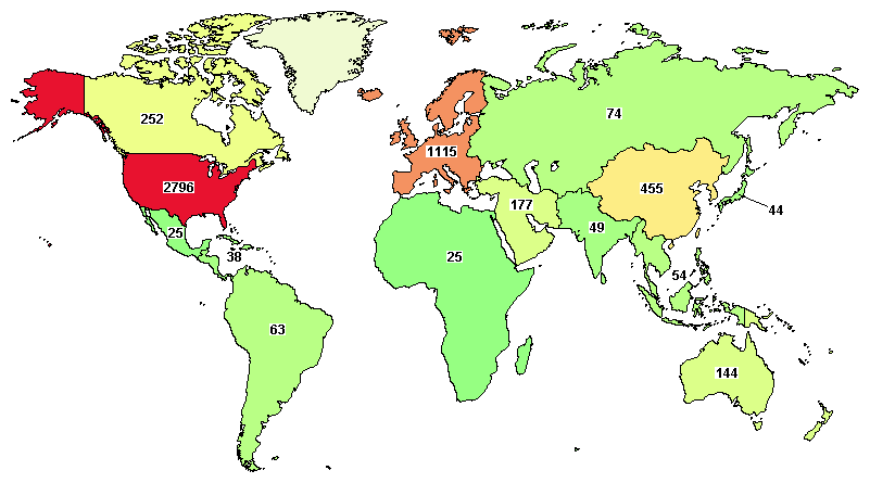 StemCellMarket's tweet photo. Map of Stem Cell Clinical Trials: Geographic “hotspots” for stem cell trials are the United States (2,796), Europe (1,115), and East Asia (455), respectively. https://t.co/cX8ypL4a40 #stemcells #clinicaltrials https://t.co/PN1HBkjPfo