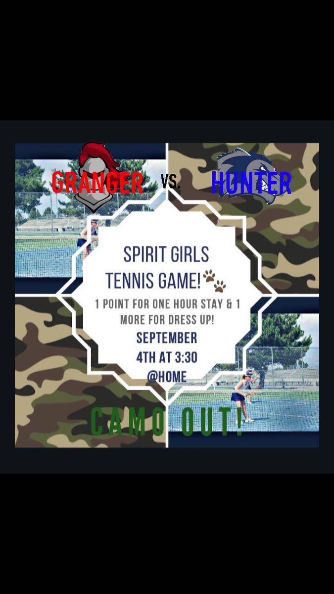 WOLVERINES🐾✨ Support our Girls Tennis 🎾 tomorrow and earn your class SPIRIT POINTS EARLY‼️👀 Wear CAMO🍃 and earn an extra point!! 💥  EVERY POINT COUNTS see you there!! 🤩