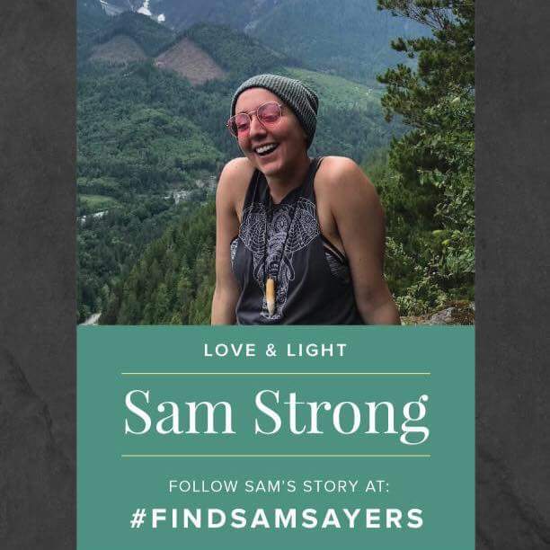 Visit #findsamsayers for search updates and to learn what you can do to help. Let's bring Sam home! #todaysam #samstrong