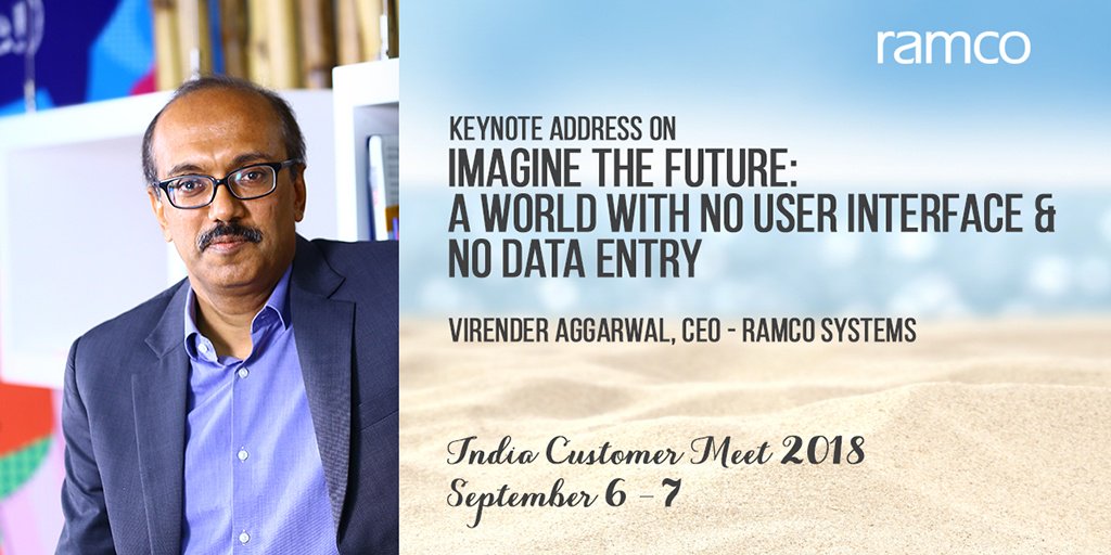 RamcoSystems's tweet image. From being just transactional systems to becoming predictive applications, #ERP ecosystem is on a futuristic path of #ZeroUI &amp;amp; Zero Manual Data Entry. Stay tuned for updates on Keynote address by @Virender_VA, CEO - #Ramco in India Customer Meet 2018. 
#talktoyourERP #trustramco