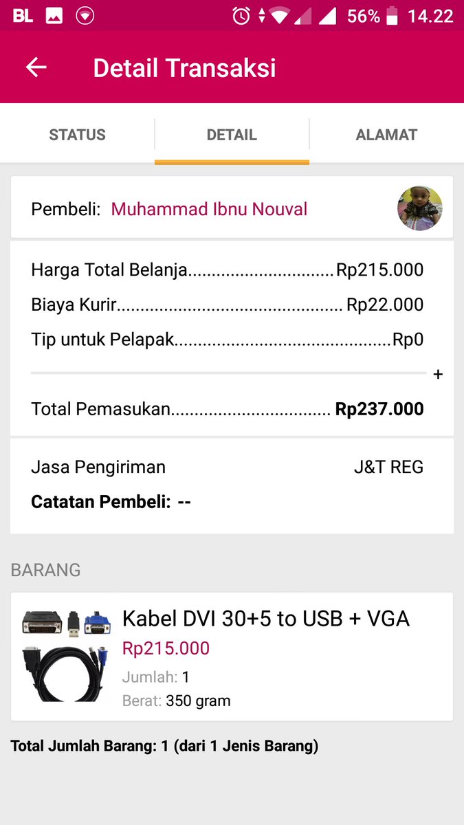 masenbox's tweet photo. @BukaBantuan siang saya johan dr akun johan liang. saya ada oderan dgan J&amp;T tapi ga tau ada prubahan sistem dr bukalapak. sdgakan paket da saya kirim da dapat resi. solusi bagaimana ya? https://t.co/CgTTMK5p2G