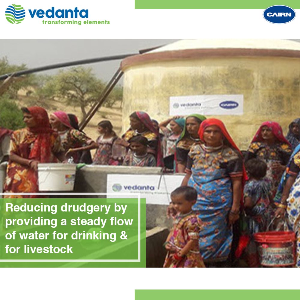 Cairn_Vedanta's tweet photo. The community at Nawatala Rathoran village, Barmer, relied on one open well to draw water for 200 households. In partnership with Public Health Engineering Dept, Cairn commissioned a bore well with a ground level reservoir that now acts as a lifeline to the village #LifeAtThar https://t.co/tyBxIavRE6