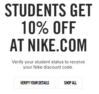 nike 10 off student