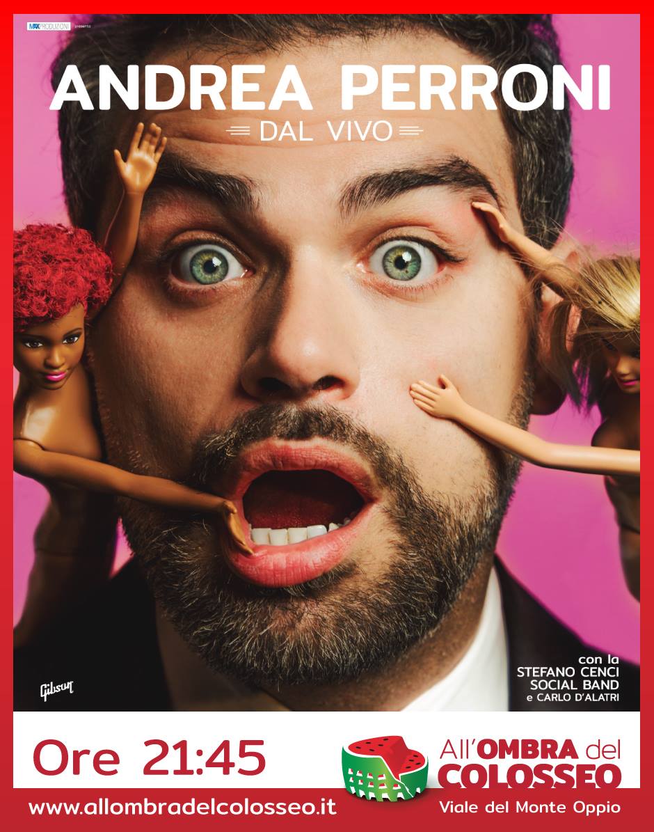 Questa  sera torna Andrea Perroni in "Dal vivo" con la Stefano Cenci Social  Band e Carlo D'Alatri sul palco di All’ombra del Colosseo! 
 Info e biglietti => bit.ly/CheSpettacolo
 #EstateRomana #Cabaret #AllOmbraDelColosseo #StreetFood #Aperitivo