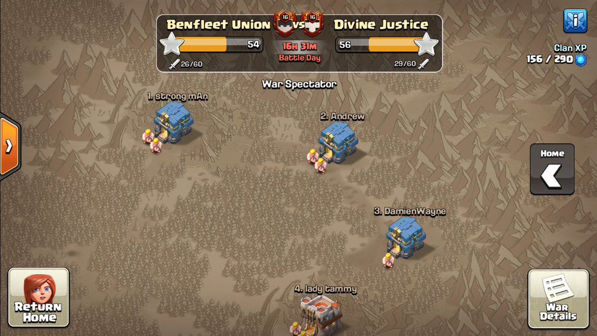 Fair match up? Level 16 clan vs Level 16 clan! Who's gonna win, I guess we will find out after battle day! 🌟🌟🌟