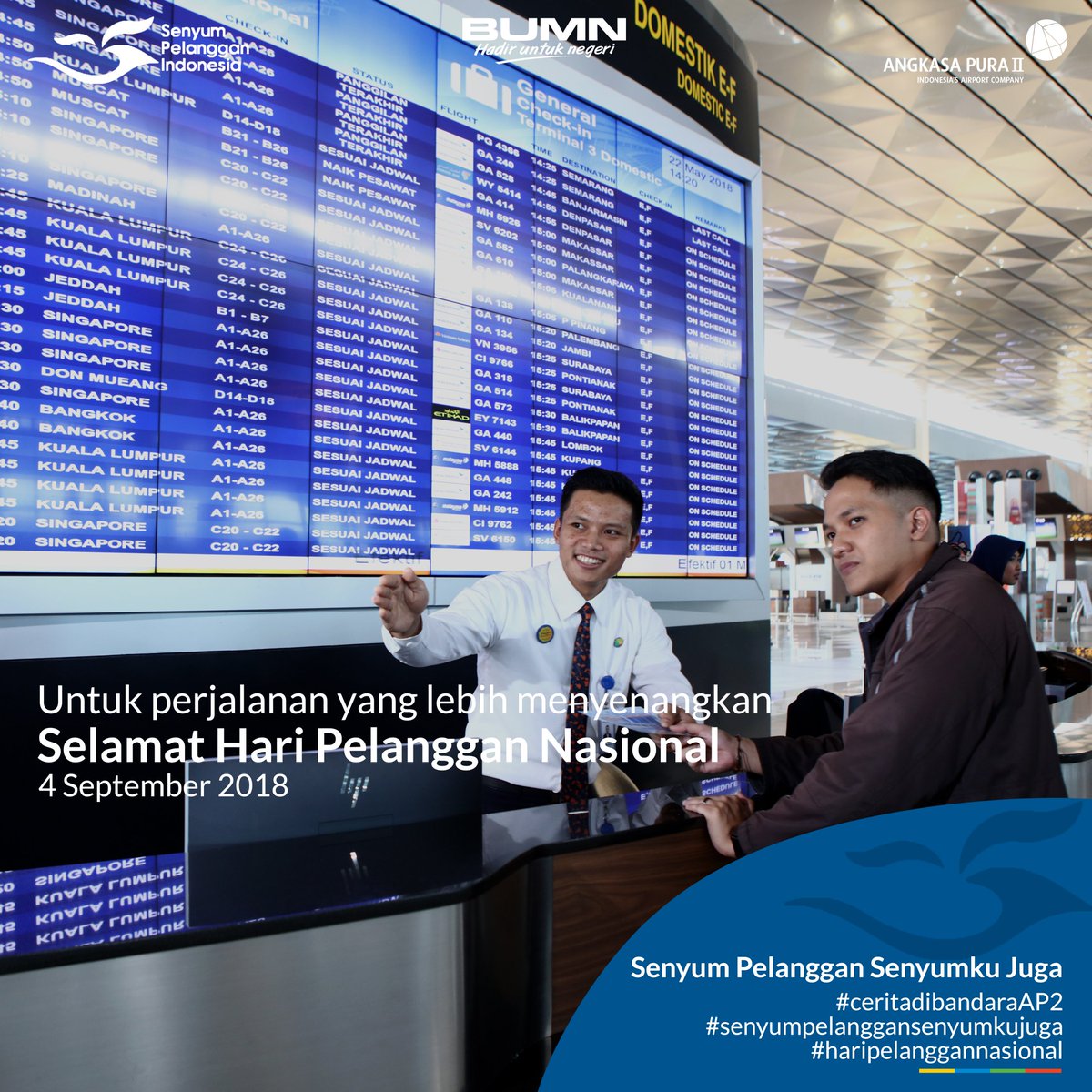 Perjalanan yang menyenangkan adalah komitmen kami untuk pelanggan bandara. Selamat #HariPelangganNasional