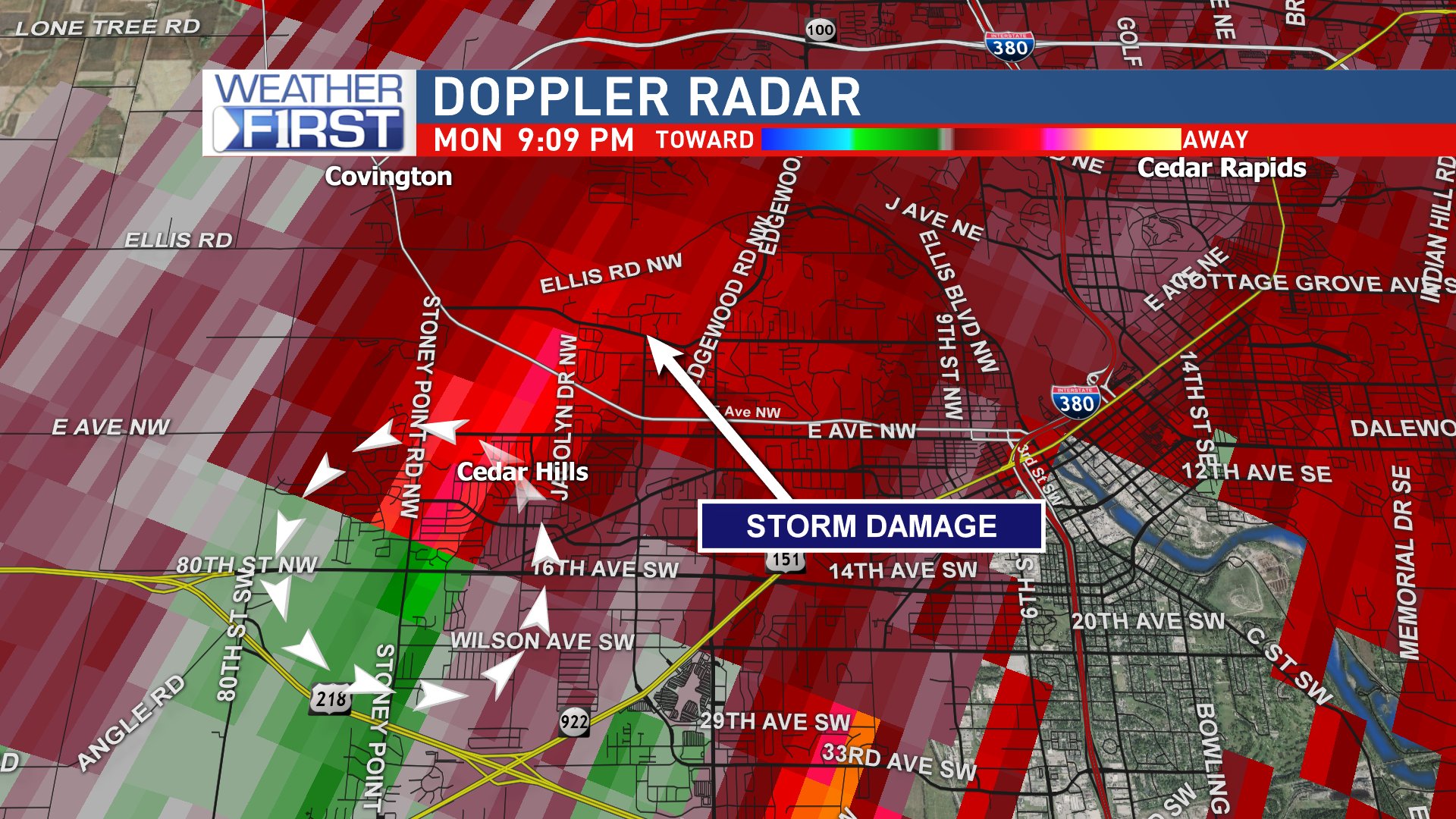 Nick Stewart on Twitter "This was the wall cloud over western Cedar Rapids. There was rotation