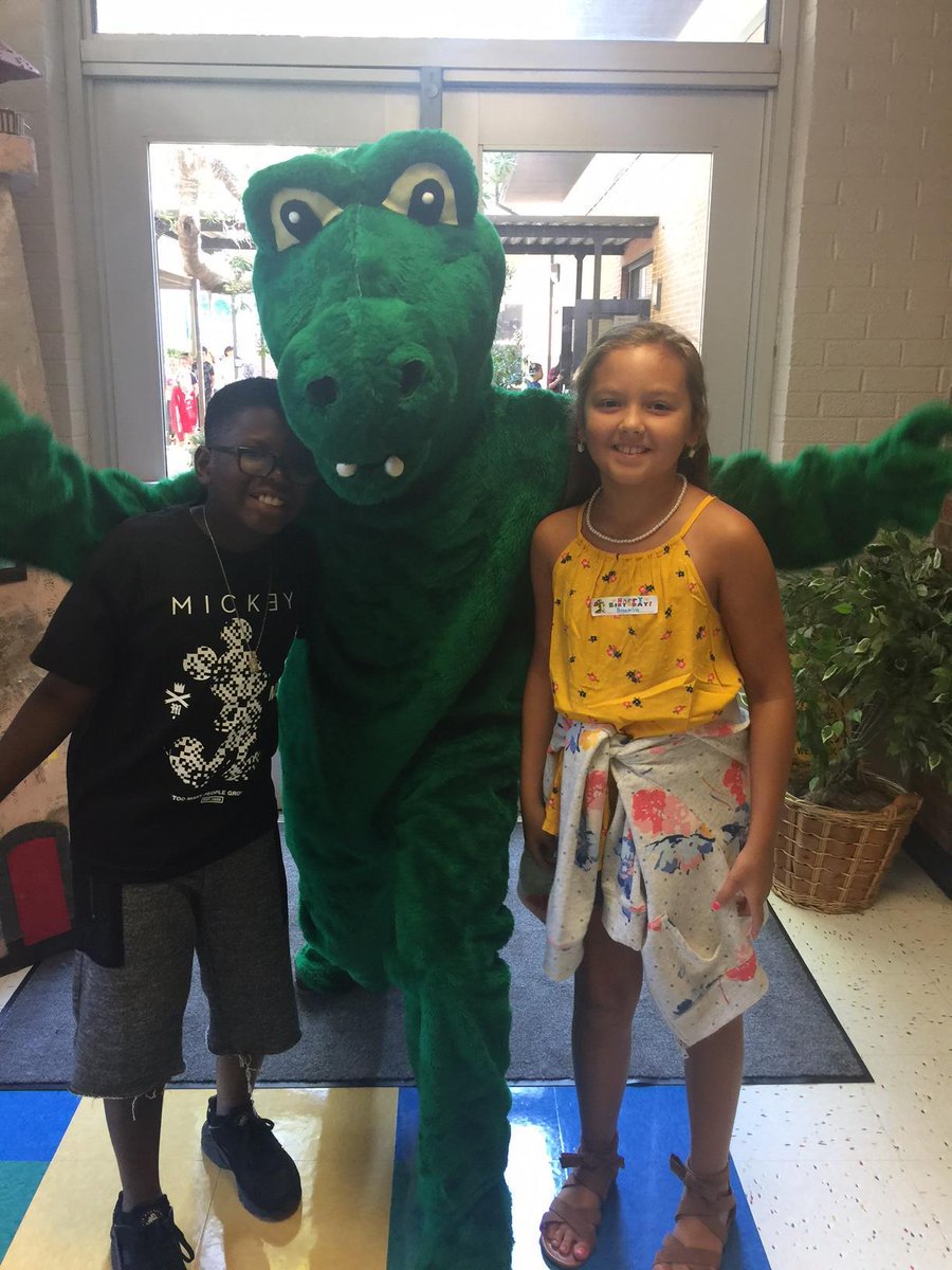 Brooklyn and Victor with Mr. Gator before our Back to School Assembly!