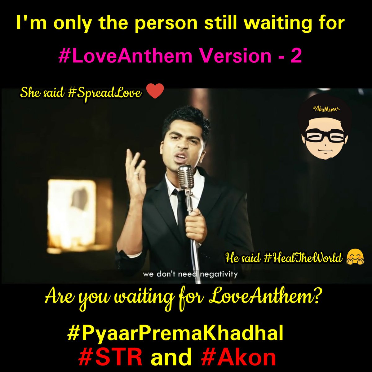 ComedyGalatta's tweet photo. How many of u still waiting?  #str #simbu #STR #WeNeedLoveAnthemV2 #silambarasan #ChekkaChivanthaVaanam 
#ccv
#CCVUnplugged 
#ARRahman 
#YuvanShankarRaja @STRFansTrends @STR_News_Exp @YuvanSoulMusic @iam_yuvan_str_ https://t.co/PA4jCxk5r5