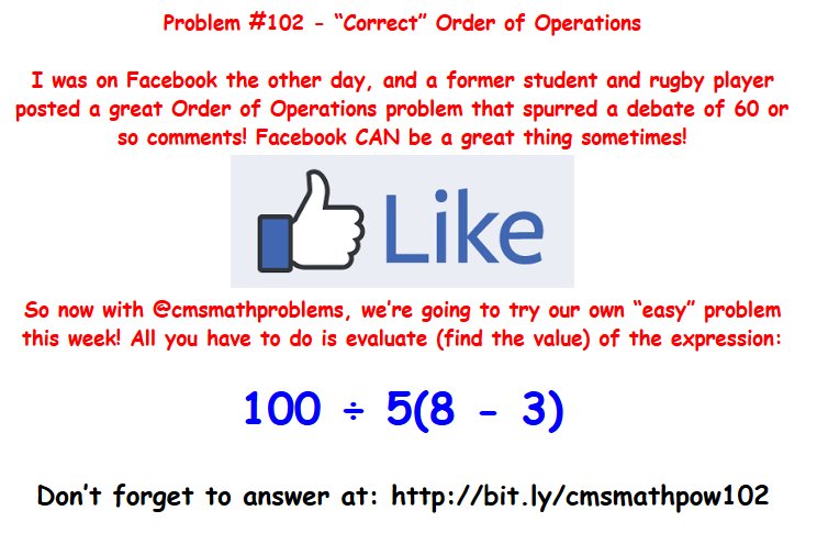 CMSmathproblems's tweet image. Thanks for thinking math with @cmsmathproblems Week 1 Problem! My answer: 5688. Explanation: bit.ly/2NeHdBH Congrats to winners Jackson, Ashton, &amp;amp; Matthew! Problem #2 is up - think, share, and have fun with it! Submit answers at: bit.ly/cmsmathpow102 @CharMeckSchools