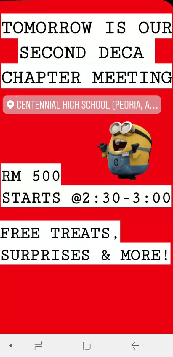 CehsDECA's tweet image. 🔹️REMINDER!🔹️
DECA CHAPTER MEETING IS TOMORROW AT 2:30 IN ROOM 500!!