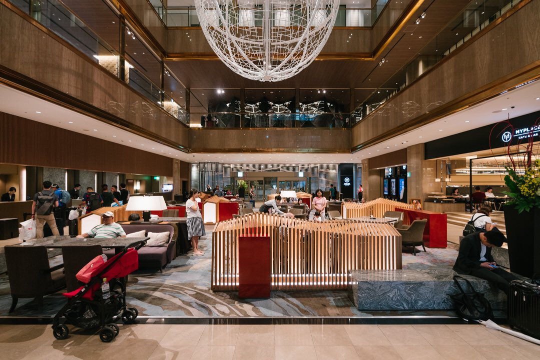 5 star hotel lobby looking like an evacuation center because <a href="/HiltonHotels/">Hilton Hotels</a> won’t budge on an early check in. #typhoonjebi