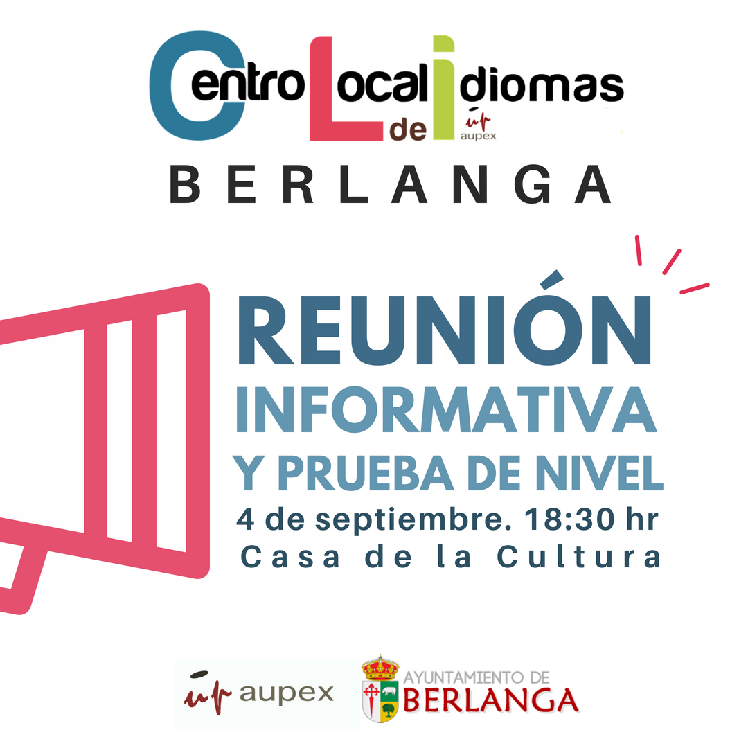 CLIdiomas's tweet photo. Conoce el proyecto Centro Local de Idiomas esta tarde en #Berlanga. Tenemos una SESIÓN INFORMATIVA a las 18:30 hr en la Casa de la Cultura. #inglés #Extremadura @up_aupex @upberlanga https://t.co/7U5HTGtW34