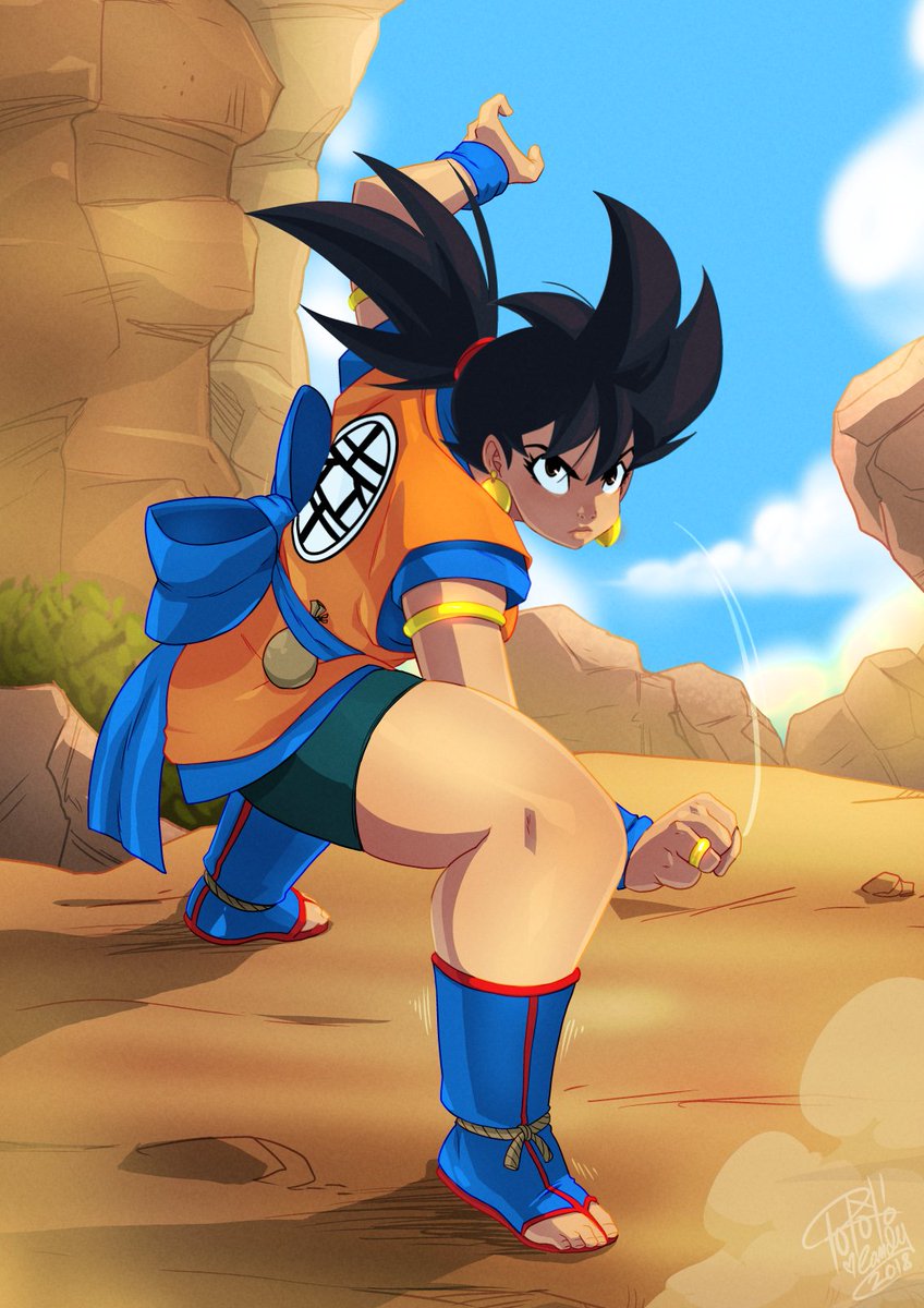 drawn up for a free art giveaway i did on facebook. the winner had to come up with the best name for a female goku.  Gokumi san was the winner.