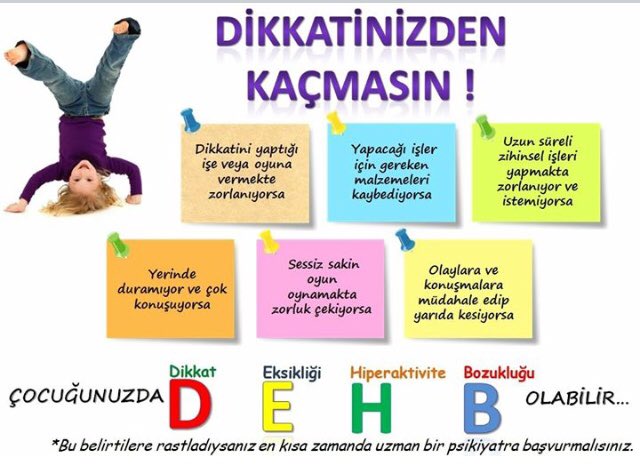 YarGılAma TanI!
Dikkat eksikliği ve hiperaktivite bozukluğu(DEHB)belirtileri