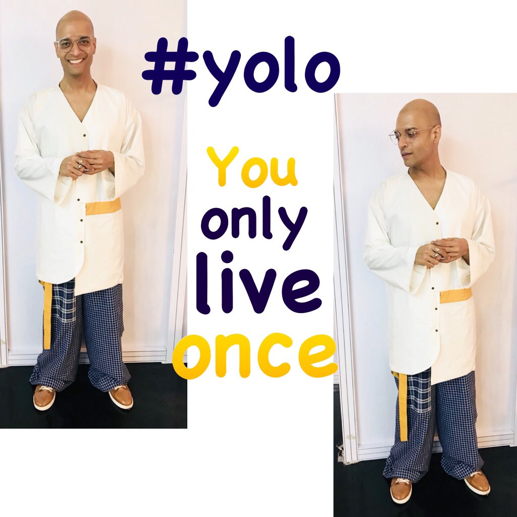 Iamneerajgaba's tweet photo. #YOLO .. loving it.. living it, for YOU LIVE ONLY ONCE.. #DoYou ? #TuesdayMotivation๐.. #whatdoyouthink ?? #WDYT Wearing #twopointtwostudio #ensemble w @NumeroUnoJW #footwear at #LakmeFashionWeek . #mensfashion #mensstyle #pallazopants #checkeredpants #unisexfashion #mrgaba https://t.co/zZwg3Xdbox
