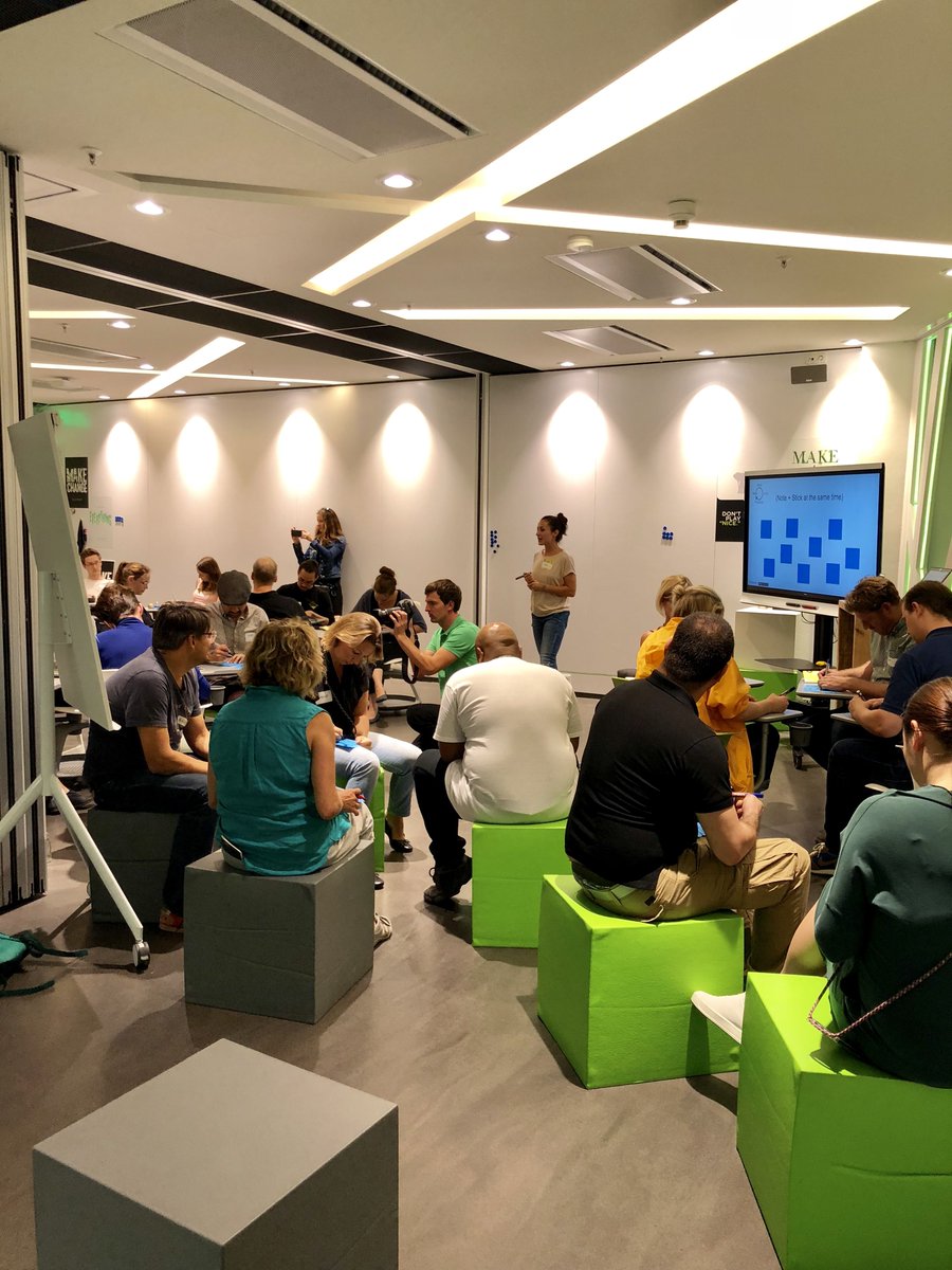 dsprint_academy's tweet photo. We really enjoyed sharing our perspective on how to run #DesignSprints properly & picking the #rightchallenge for a sprint, but also enjoyed sharing the stage with our 'frenemies' AJ & Smart :). #delloite #greenhouseberlin #designsprint #desigthinking https://t.co/sV96EVOP4X