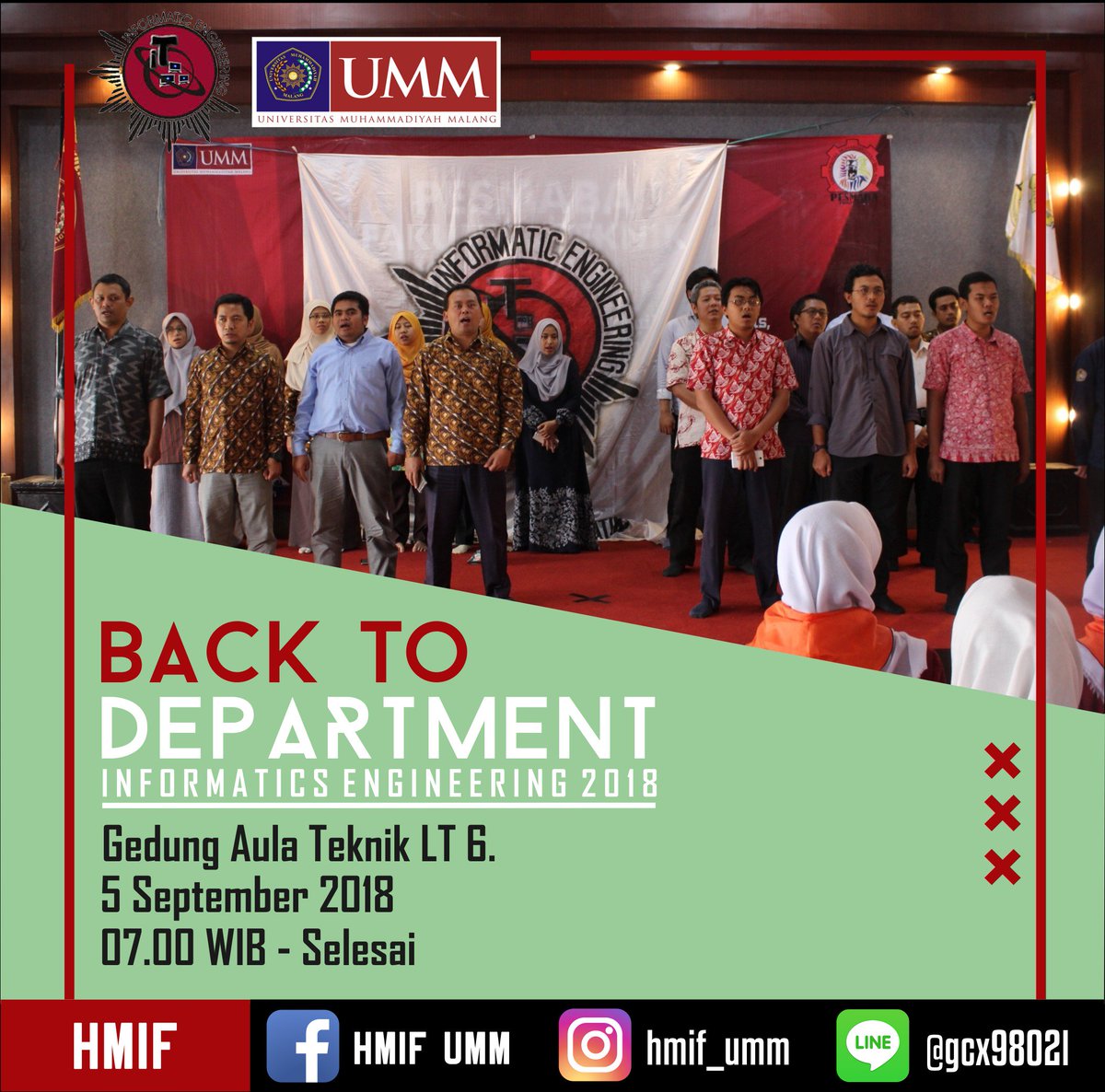 hmif_umm's tweet photo. ➡️[BACK TO DEPARTMENT 2018]⬅️
Heyy seluruh calon mahasiswa baru Fakultas Teknik Informatika 2018 Universitas Muhammadiyah Malang👋🏻
Jangan lupa datang ke acara Back To Department 2018 yaa.🎉🎉
🗓 Rabu, 5 September 2018
⏰ 07.00 WIB - Selesai
📍Gedung Aula Teknik Lt 6 https://t.co/hJqz5WIlT9