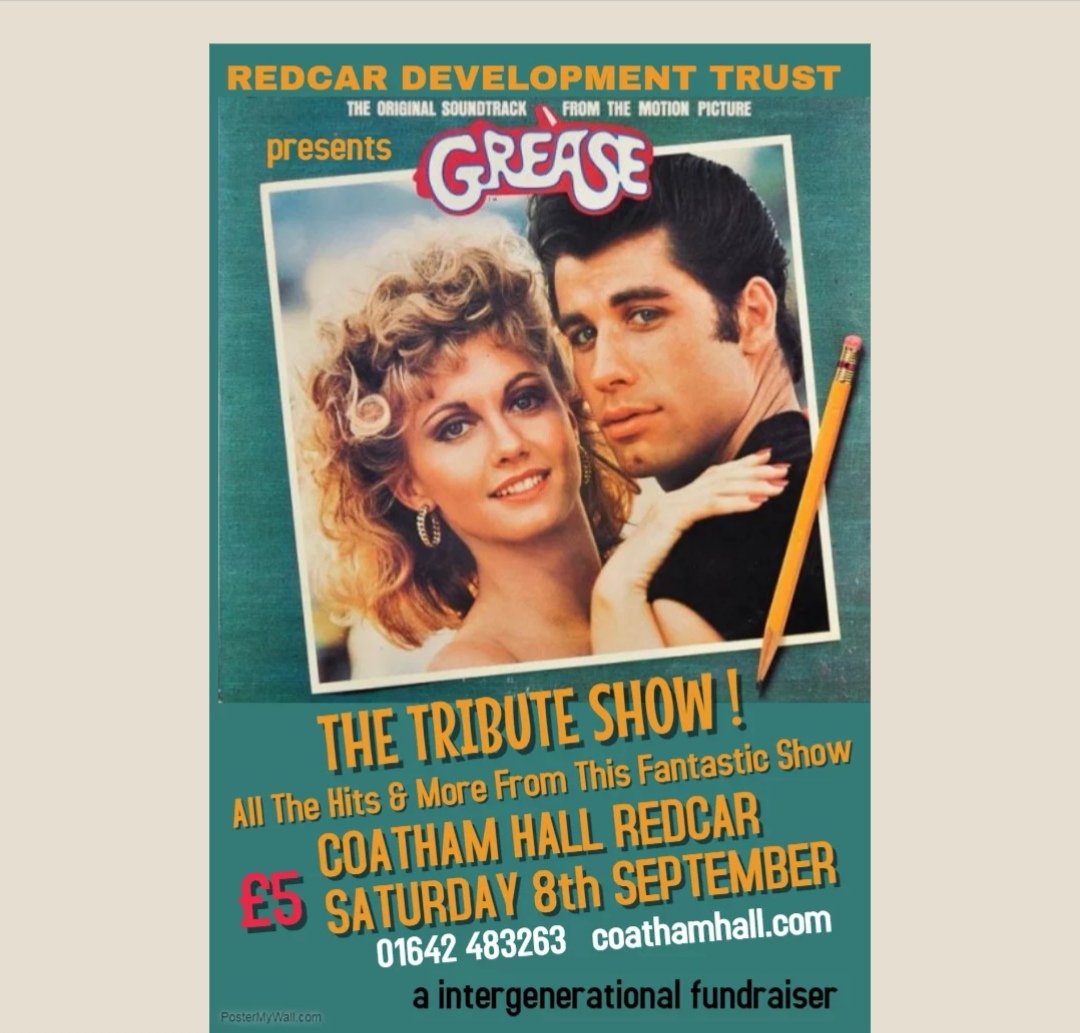 Fantastic night coming up this Saturday 8 September <a href="/coathamhall/">coathamhall</a> Redcar Grease tribute night !