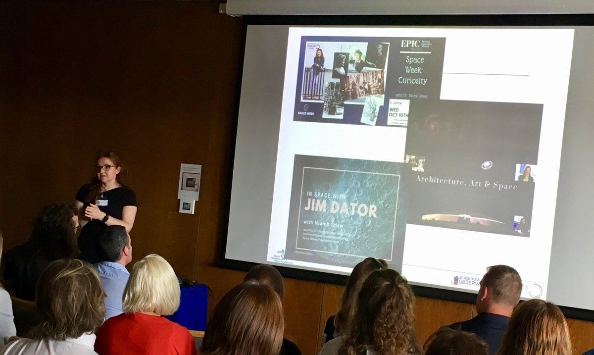 blackrockcastle's tweet photo. @Dr_Niamh_Shaw gives a super snapshot overview of events to showcase “elements of a successful event” at @scienceirel #scienceweek partners meeting. Great advice in prep for peak STEM ahead! #spaceweek18 #believeinscience https://t.co/b7paH1tINl