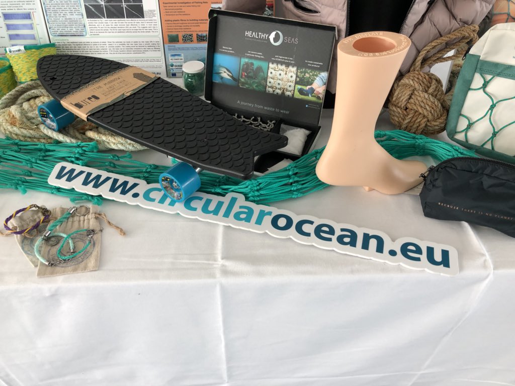 Corks96FM's tweet photo. #Cork #News Some of the products that can be produced using old fishing nets on display @CircularOcean seminar in County Hall today #plastic #CircularOcean https://t.co/jW9CN4RtOS