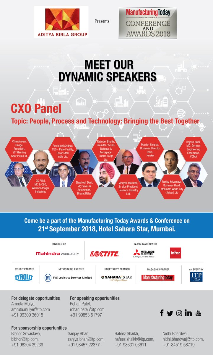 MfrgTodayIndia's tweet image. Hear the key people from manufacturing industry discussing about the major burdens and challenges seen in today’s manufacturing world.
#manufacturing #mtawards #conference #manufacturingtoday