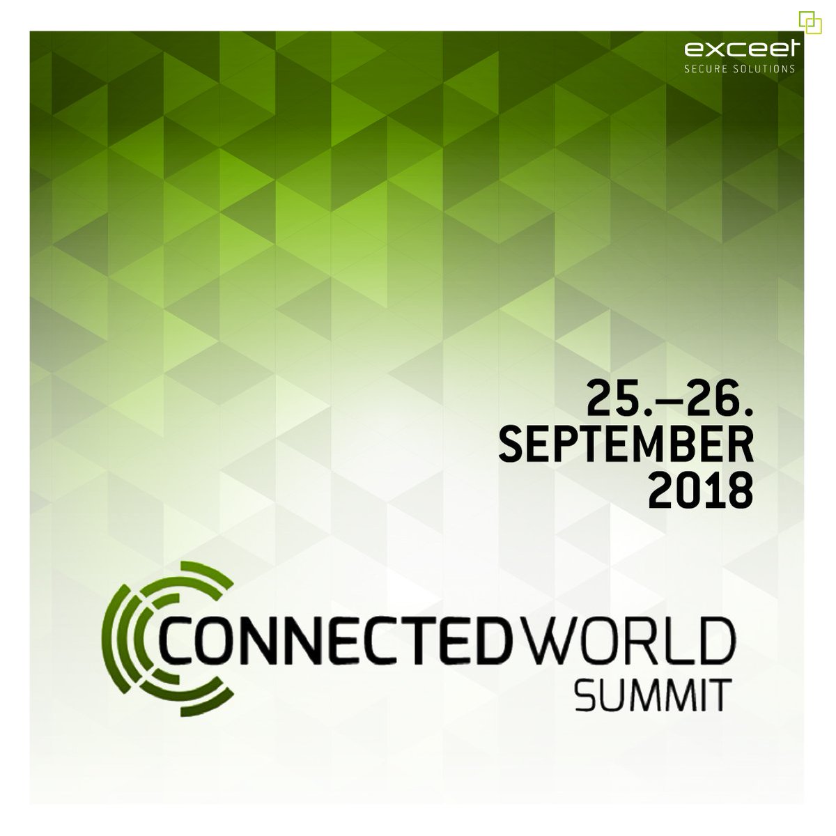 ExceetSecure's tweet photo. Visit us at the #ConnectedWorld Summit 2018 in London and listen to our #keynote speech with the topic "From Edge to Fog to Cloud – Security in Times of Decentralized Networks”  https://t.co/q51efxunjr @ConnectedSummit #ConnectedWorld @sched #egdecomputing https://t.co/zQG2jcP6BG