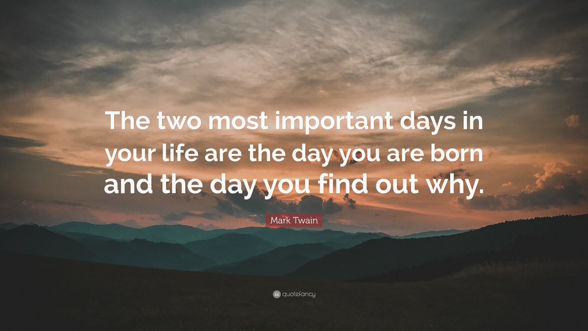 dovie_ruth's tweet photo. #TuesdayThoughts

The two most important days of your life are the day you are born and the day you find out why. --Mark Twain

#advocate #KeepTalkingMH #mentalhealth #MentalHealthMatters #MentalHealthAwareness #aForce4Change #writerslife #amwriting https://t.co/r7zYnMbVsD