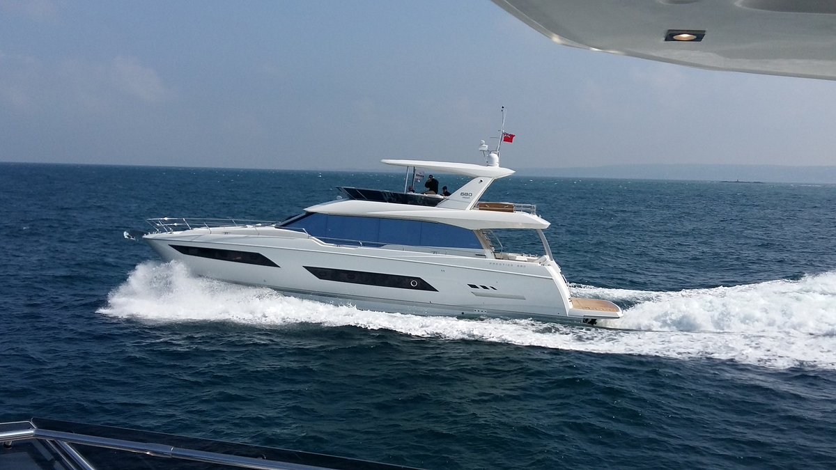 nickhat_Anc's tweet photo. The @PrestigeYachts 680 &amp; 630 heading to the UK for @SotonBoatShow. We can't wait to show them off, to arrange a viewing contact us @Ancasta_Group. https://t.co/h2WQFkWBX1