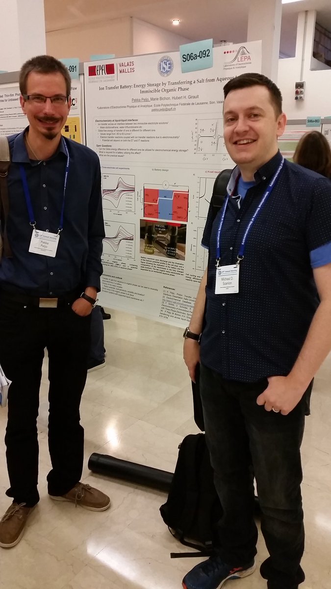 M_D_Scanlon's tweet image. #Ion transfer #battery poster by Pekka Peljo @LEPA_EPFL. Very original use of electrified #softinterfaces for energy storage.