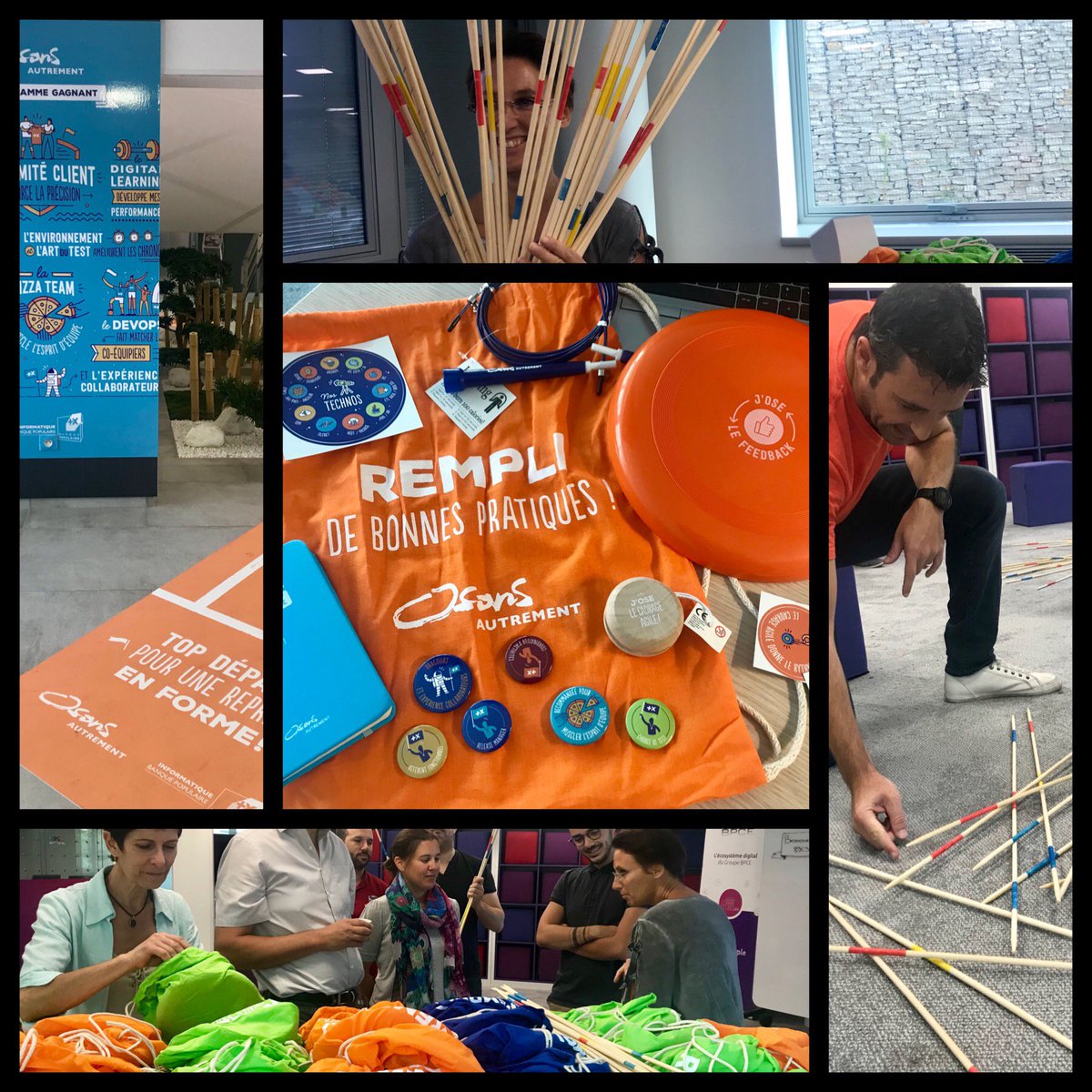 LagardeSarpy's tweet photo. Au top cette #RepriseEnForme chez  @InformatiqueBP 👏👌 ... "Osons Autrement" la #rentrée2018 avec un  #MikadoGeant  pour favoriser #EspritEquipe #TravailCollaboratif en associant le jeu #agility https://t.co/c9OmiyvgSA
