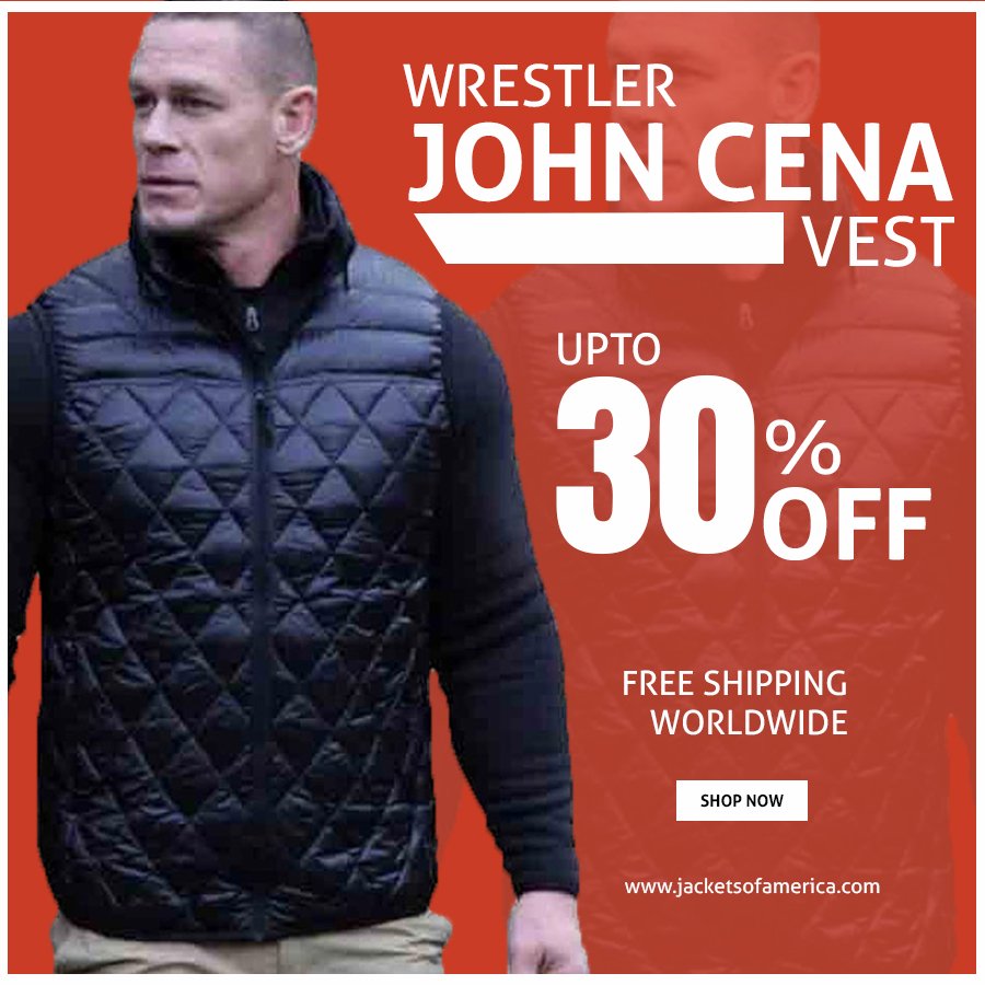JacketsAmerica's tweet photo. @LaPlus_Belle   Johncena Vest holds your trendiness and fashion. Order at Jackets Of America online and get your article within few days by free shipping! 

https://t.co/l73uzOZAq4 https://t.co/pVAjOFcET2
