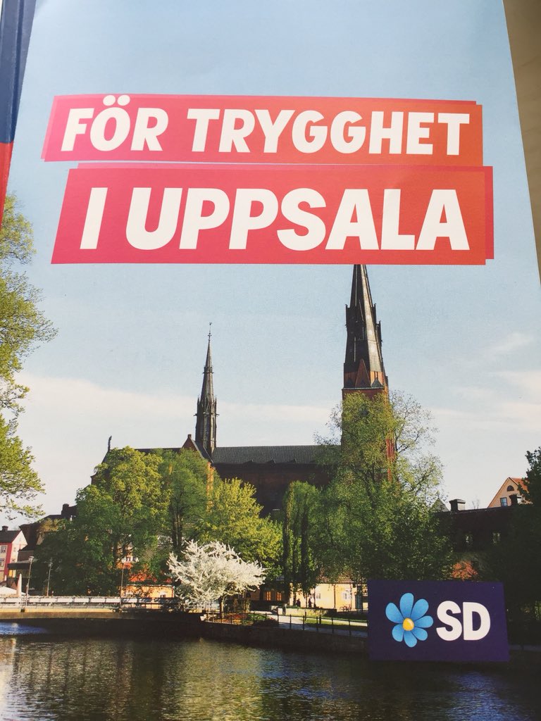 Leaflet from Swedish Democrats. First policy - stop islamification, prevent mosques being built and no more halal meat. Shocked at the blatant racism, and this party might get the most votes 😔 #Swedenelection