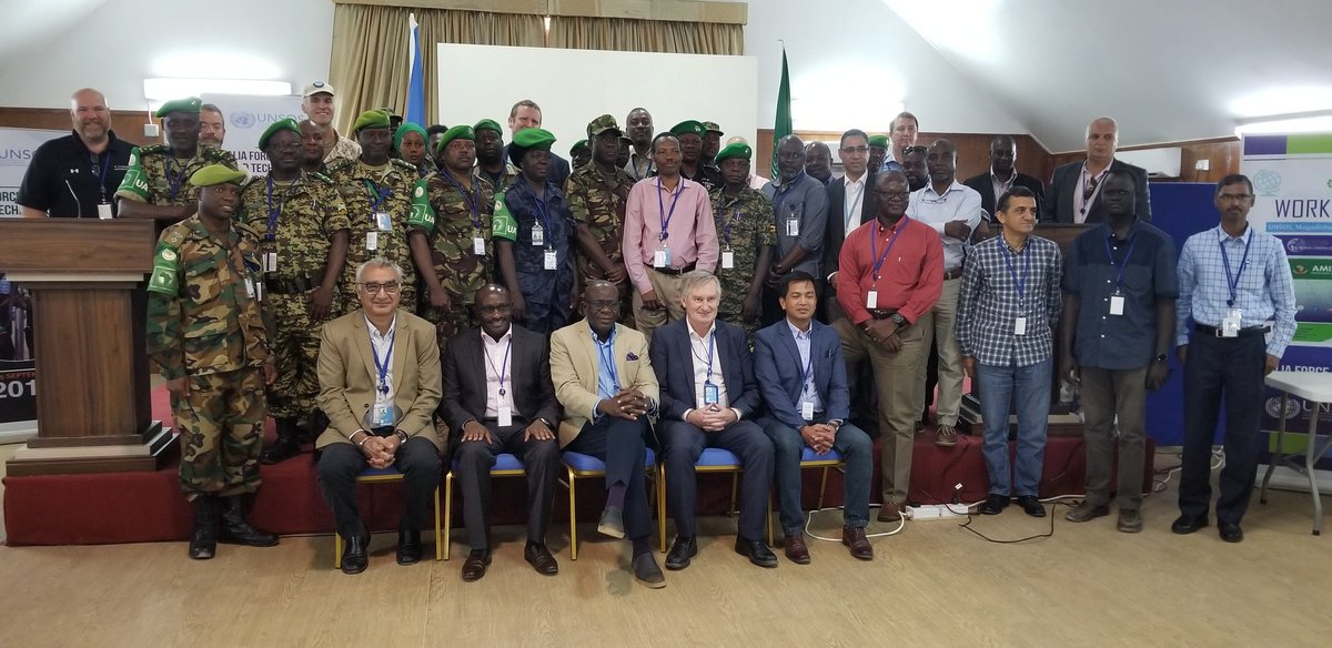 simonmulongo's tweet photo. Today I gave keynote talk at #ForceMultiplierTechnology W/Shop. I emphasized the importance of integrated technologies with force multiplier capabilites for #AMISOM by #UNSOM to mitigate reduction in forces, expanded tasks & increasing threat in complex terror insurgent setting. https://t.co/T3R4VJE6xt