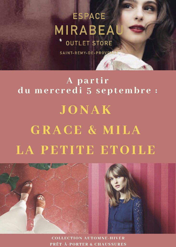 EspaceVPStRemy's tweet photo. Jonak, Grace &amp; Mila et La Petite Étoile dès demain à L’Espace Mirabeau ! ✨
•
#collectionautomnehiver #shoes #clothing #stylefashion #picoftheday #venteprivee https://t.co/lbwfeVdHex