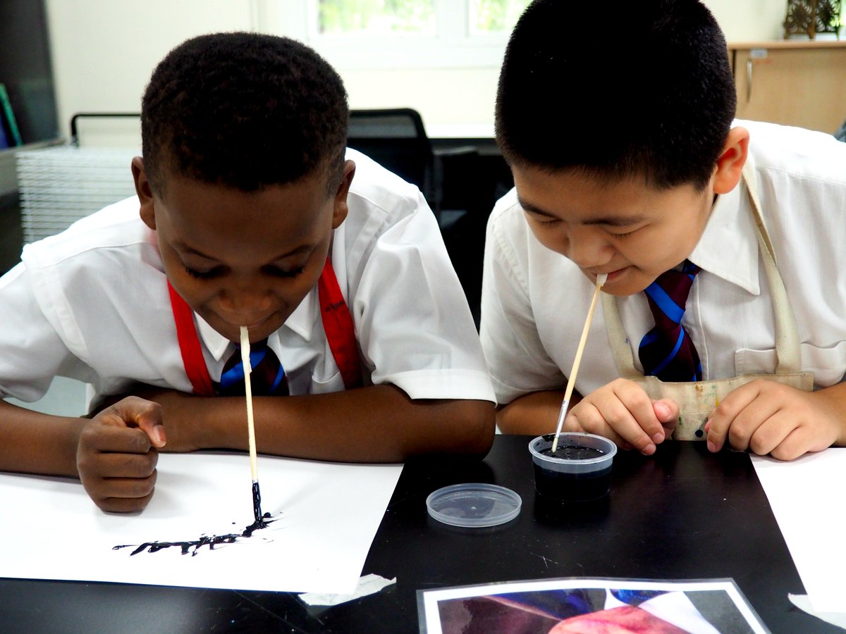 BCADprepart's tweet photo. And off we go! Upper Prep are starting the year with a growth mindset, painting using only their mouths and taking inspiration from the incredible Henry Fraser @henryfraser0. https://t.co/4eFr8QG6Xw