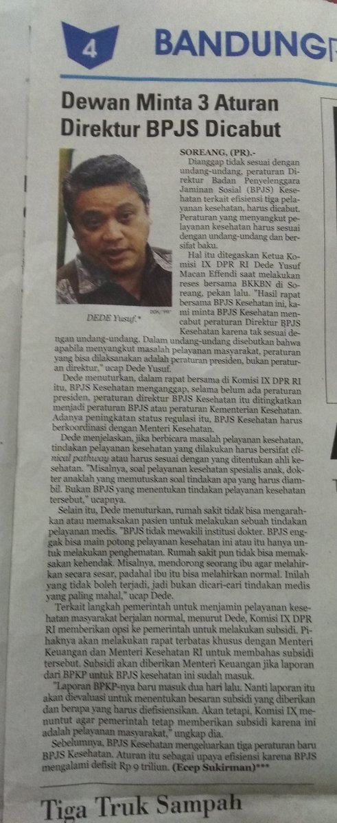 Terimakasih Pak @dedeyusuf_1 SANGAT BERPIHAK KEPADA RAKYAY, ijin satu lagi pak, <a href="/BPJSKesehatanRI/">BPJS Kesehatan RI</a> mengeluarkan aturan surat rujukan hanya berlaku tiga bulan hal tsb nambah ribet pasen trlebih pasen yg kontrol tiga bulan sekali di paskes ketiga <a href="/KomisiIX/">Komisi IX DPR RI</a>