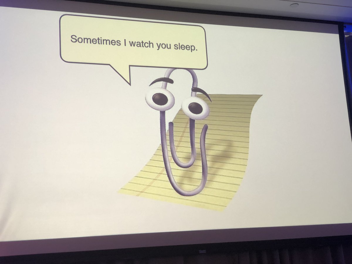 AndrewGrill's tweet photo. Great example of bad uses for #ai #clippy #rememberclippy #LooksLikeYoureWritingALetter #disruptionsummit @DisruptionHub https://t.co/BMoF3Twoi3