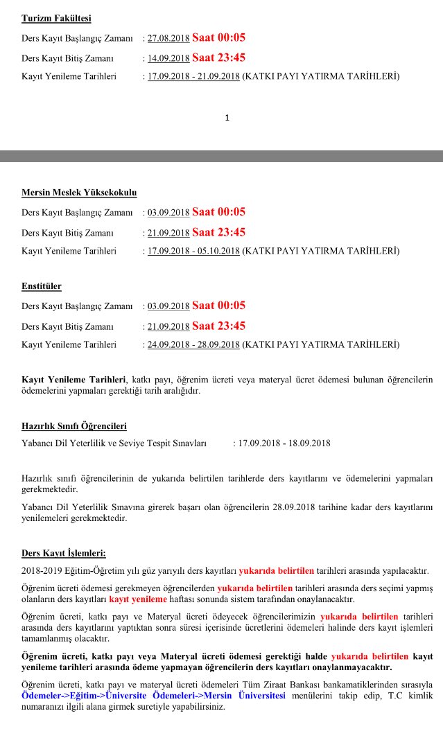 📣📣 Ders Kayıtları ve Kayıt Yenileme Tarihleri Başlamıştır.‼️