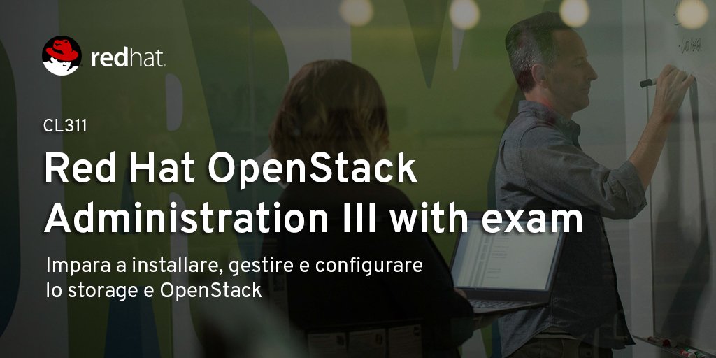 RedHatItaly's tweet image. CORSO: Red Hat OpenStack Administration III with exam, impara a installare, gestire e configurare lo storage e OpenStack
Iscriviti: ow.ly/8XEJ50i3wfQ
#RedHat #RedHatOpenStack