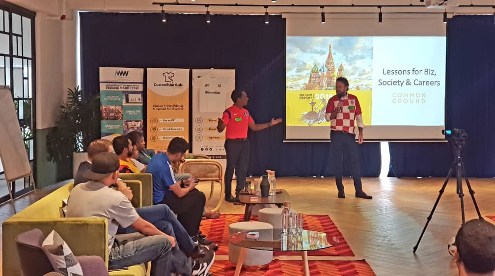 3ciety's tweet photo. The familia is here at Common Ground Ampang for the first #HumanAmbition talk series. Spot CustomTshirtLab rocking the background. https://t.co/zOwX5QYCFb